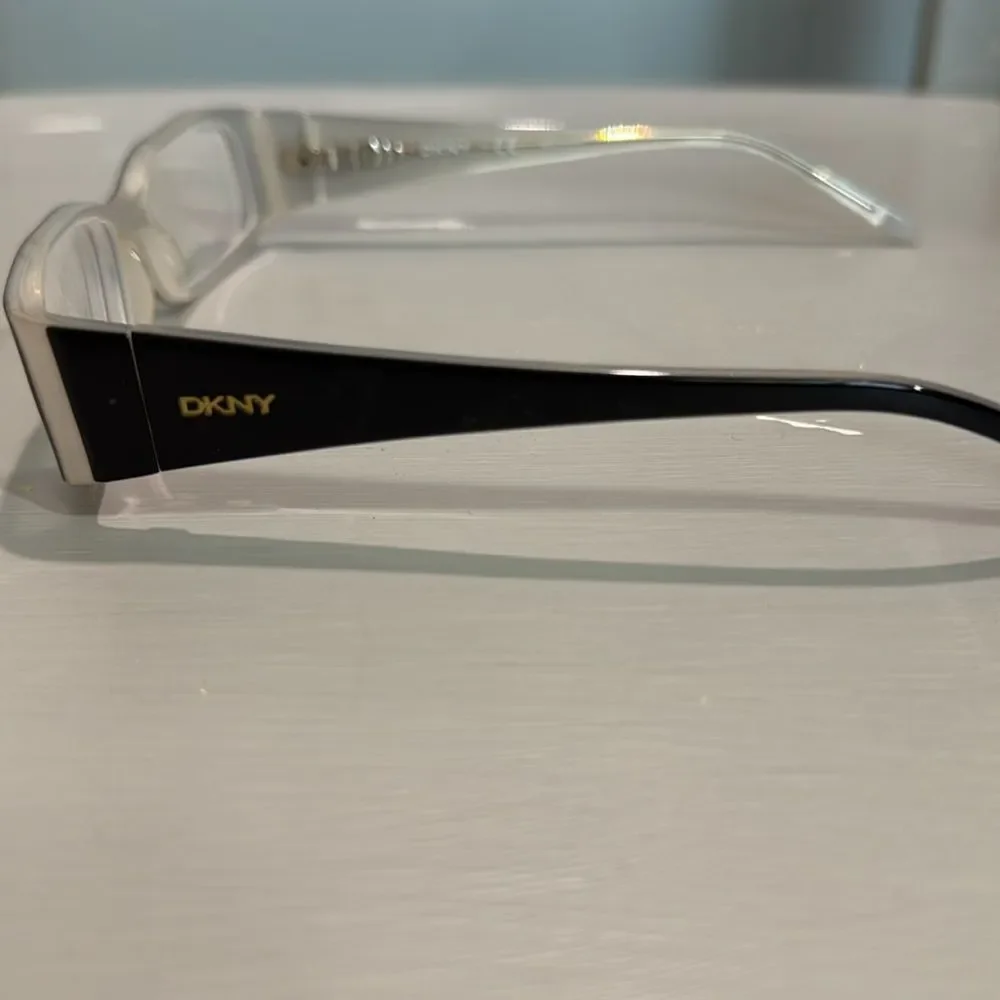 DKNY Eyeglass Frames Black White Rectangle Prescription Glasses Women